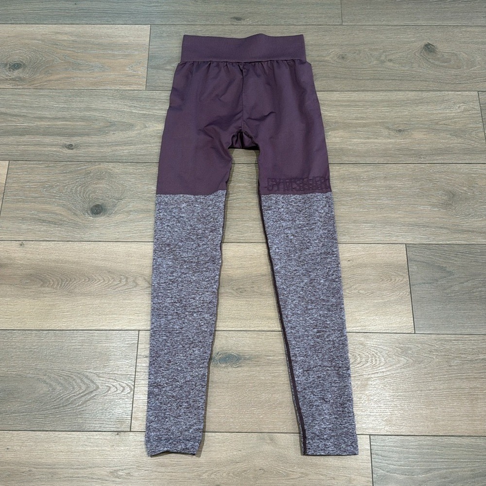 GYMSHARK Purple Two‎ Tone Seamless High Waisted Active Gym Leggings Size Small